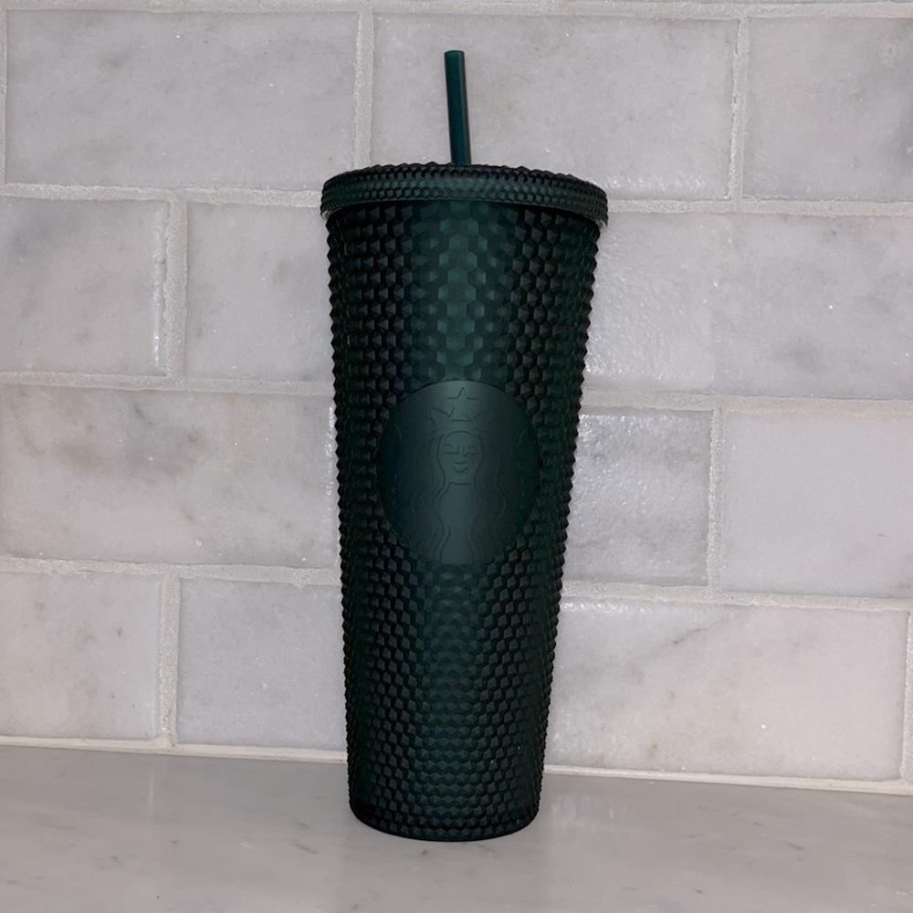 NWT Starbucks Studded Bling Tumbler (24 oz. Venti) Dark Green.